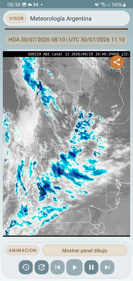 Imagen satelital animada en la app